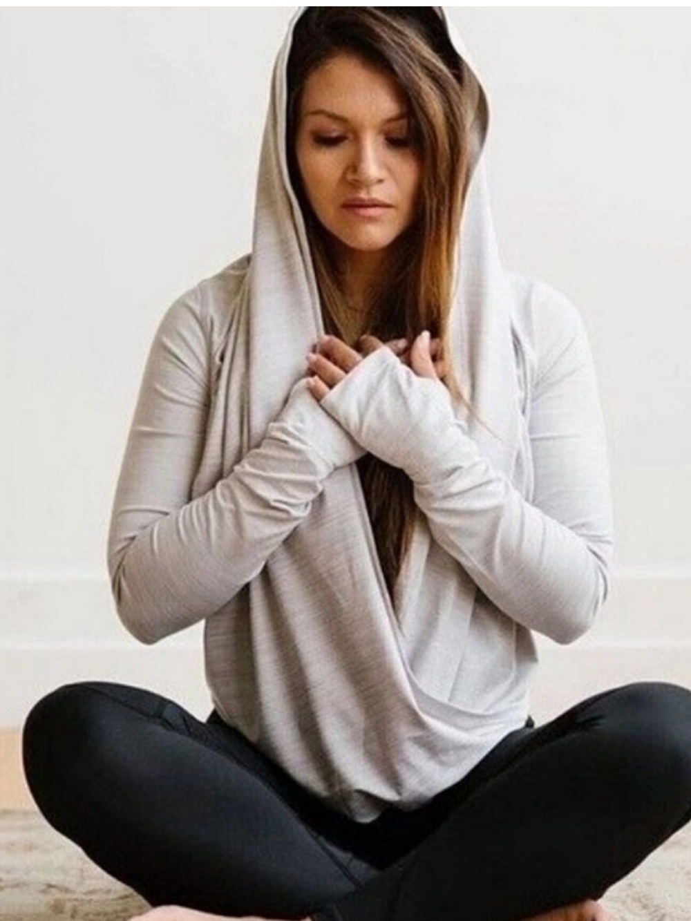 ZYIA Heather Grey Open-Front yoga wrap